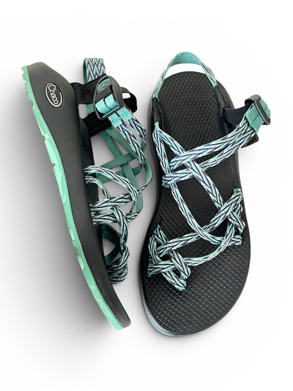 Chaco Dagger strappy water hiking sandals black teal women’s 8
